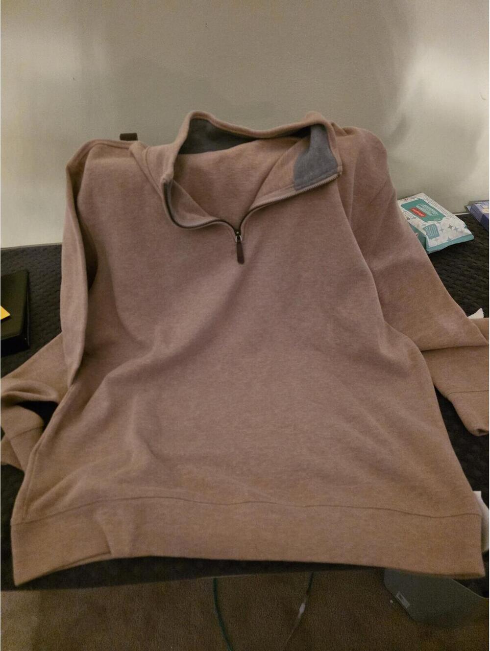 Lands End Men's XL Tan Quarter Zip Pullover Sweater Sweatshirt
